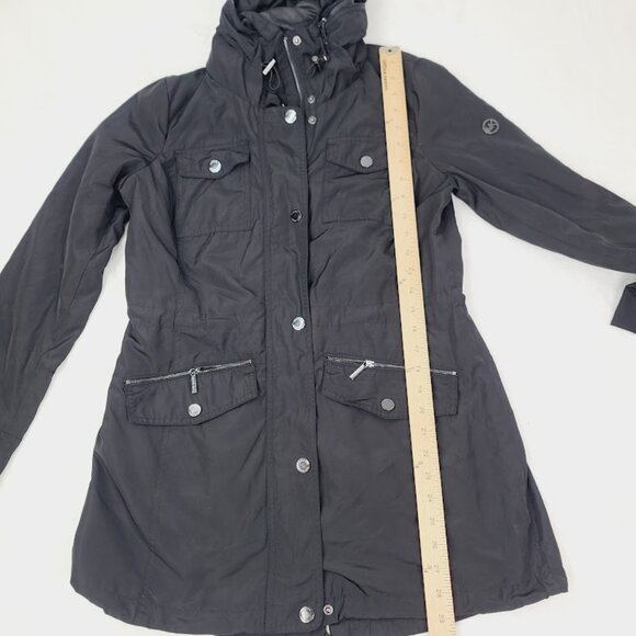 Michael Kors Women's Black Anorak Hooded Rain Parka Jacket Size Small - Picture 8 of 11
